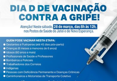 Jateí faz Dia D de vacinação contra a gripe no sábado, dia 28