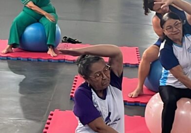 Projeto Conviver: Em Jateí, prefeita participa do pilates e destaca importância do exercício à saúde