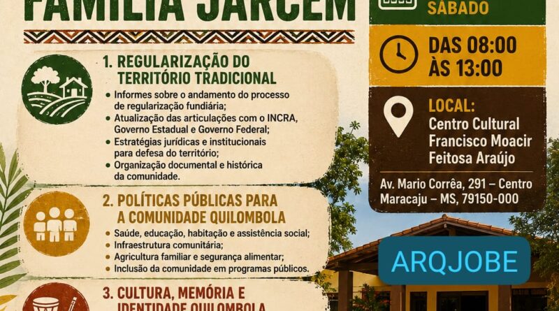 Família Jarcem: Comunidade quilombola tem encontro no dia 11 de julho, em Maracaju