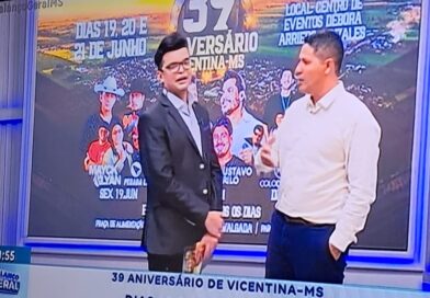 Festa de 39 anos de Vicentina: Na TV, prefeito Cléber faz convite para todo o Estado