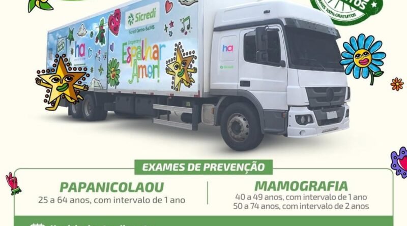 Carreta contra o câncer vai atender mulheres em Vicentina, São José e Vila Rica