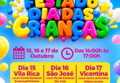 Em Vicentina, Prefeitura prepara três dias de festa às crianças da cidade e dos distritos