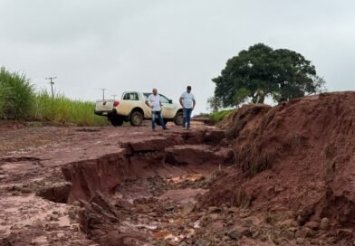 Junto com Agesul, Prefeitura de Vicentina monitora estragos em vias afetadas pelas fortes chuvas